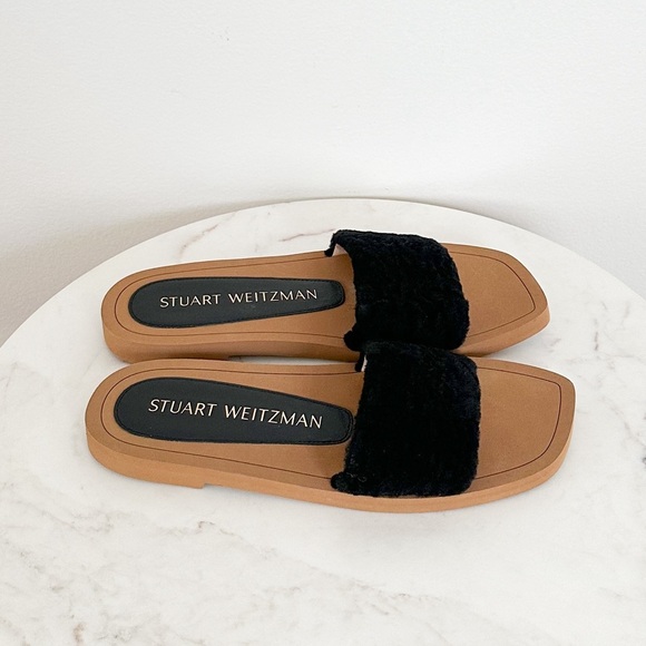 STUART WEITZMAN NEW Cammy Leather Slide Sandals Black Size 8 US 38.5 EU - Picture 9 of 10